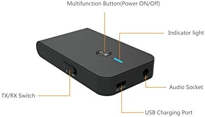 ZIIDOO Bluetooth 5.0 Verici ve Alıcı, 3'ü 1 Arada Kablosuz Bluetooth Adaptörü,TV,Araba, Ev Stereo Sistemi için Düşük Gecikmeli