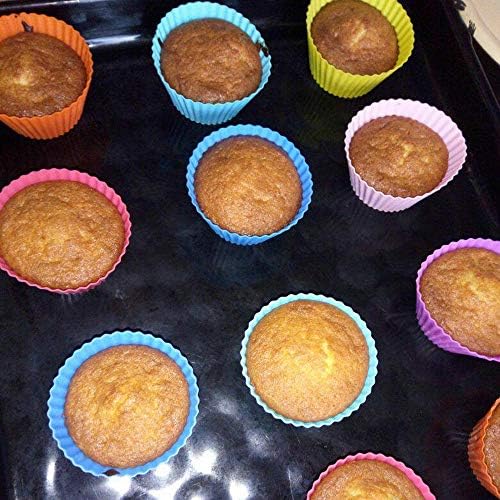 64 Pcs Silikon Cupcake Pişirme Bardak, Kullanımlık Muffin Gömlekleri Cupcake Sarıcı Bardak Tutucular için Kekler Cupcakes ve
