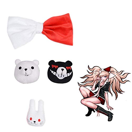 IPLD 4 adet Junko Enoshima Saç Tokası, Yay Şapkalar ile Cosplay Kostüm Tavşan Kırmızı Pimleri (siyah 4 adet)