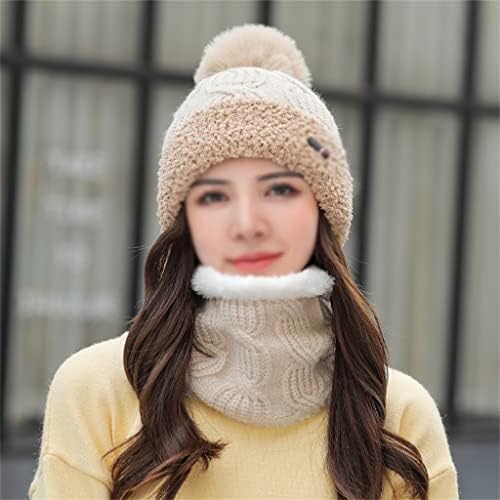 LSDJGDDE Iki parçalı Set kadın Kış Şapka Artı Kadife Sıcak Tutmak İçin, Açık Soğuk geçirmez Örme Şapka Ve Yaka (Renk: F, Boyutu: