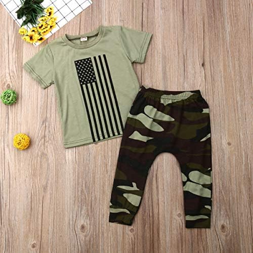 Yürüyor Bebek Erkek Bebek Kız Camo Pantolon Giyim Kısa Kollu Mektup baskılı tişört T-Shirt 2 adet Kamuflaj Kıyafetler Set