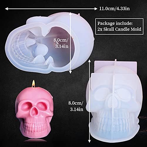 2 ADET 3D Kafatası Mum Kalıp Seti Silikon Kafatası Şekli Kalıpları Aromaterapi Mum Sabun Yapımı Epoksi Kalıp Reçine Döküm Sanat