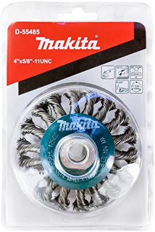 Makita 2 Parça - 4.5 Öğütücüler için 4 İnç Kıvrımlı ve Bükümlü Tel Tekerlek Fırçası Seti - Metal için Komple Klima-4 x 5/8-İnç