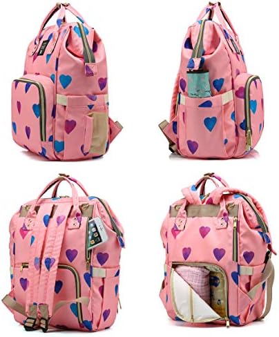 Kalp şeklinde Baskılı Nappy Çantalar Çanta Çok Fonksiyonlu Bebek Bezi Çantası Bebek Bakımı seyahat sırt çantası Büyük Kapasiteli