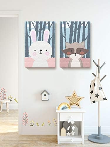 Tavşan Orman Kreş oda duvar dekoru Rakun Sanat Hediyeler Tavşan Resim Bebek Kız Odası Dekor Erkek Bebek Odası Rakun 2 Set Sanat
