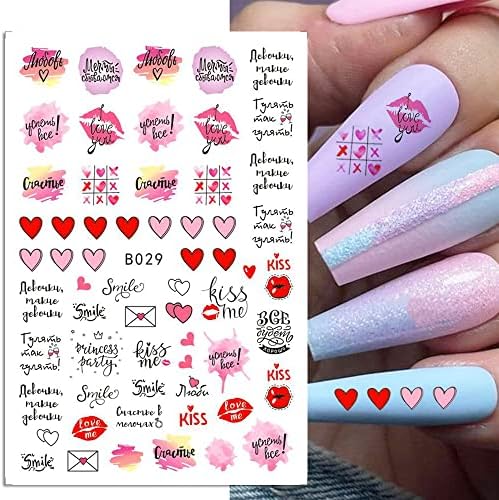 Sevgililer Günü Nail Art Sticker Çıkartmaları sevgililer Günü Tırnak Süslemeleri Dudaklar Yüz Karakter Tasarımları Akrilik Tırnaklar