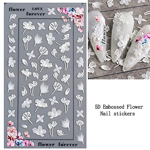 Çiçek Nail Art Sticker Çıkartmaları 5D Hollow Kabartmalı Zarif Desen Nail Art Malzemeleri Kendinden yapışkanlı Lüks Nail Art