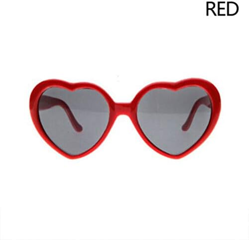 GALPADA Şeftali Kalp Özel Efektler Gözlük Ilginç Gözlük ışık Kırınım Gözlük Komik Gözlük Bar Gece Kulübü ıçin (Kırmızı)