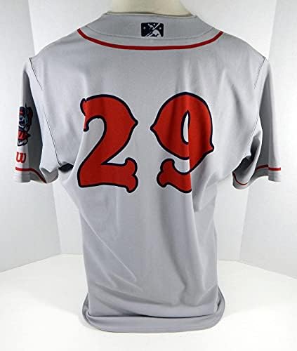 2018-19 Pawtucket Red Sox Roenis Elias Dan Runzler 29 Oyun Kullanılmış Gri Forma - Oyun Kullanılmış MLB Formaları