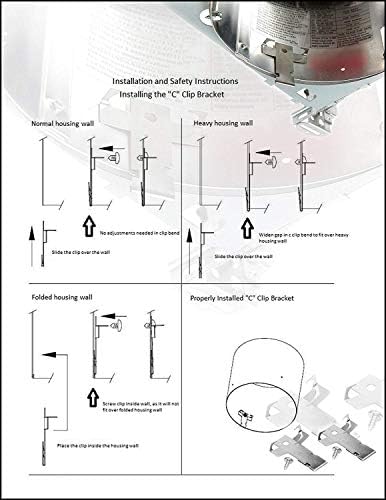 Premium Gömme aydınlatma Armatürleri Downlight için C-Klipsleri | 5 Çift Premium Gömme Aydınlatma Armatürleri | 5 veya 6 inç
