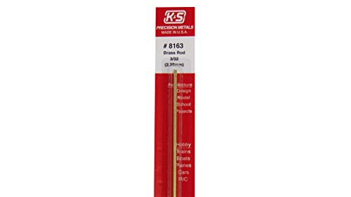 K & S 8163 Yuvarlak Pirinç Çubuk, 3/32 OD x 12 Uzunluğunda, 1 Adet, ABD'de üretilmiştir