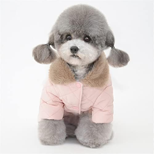 HMKGKJ Kış Köpek Tulum Dört Bacak Sıcak Köpek Giysileri Kürk Yaka Pet Kıyafet Köpek Kostümleri Küçük Köpek Giyim Ceket Ceket