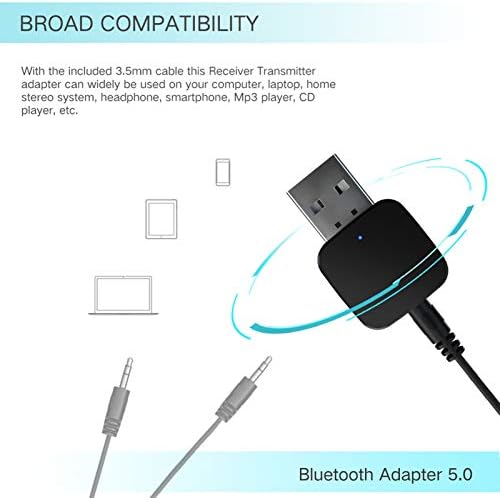 YESBAY Ses Verici ve Alıcı, KN324 2 in 1 Araba Bluetooth 5.0 Ses Alıcı Verici Stereo Müzik Adaptörü Siyah