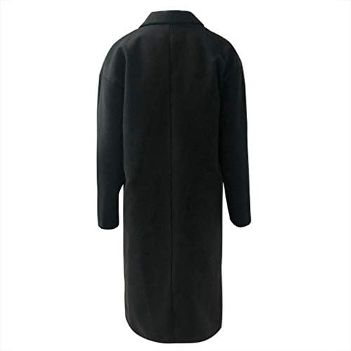 Padaleks kadın Yaka Açık Ön Uzun Hırka Trençkot Sıcak Kış Dış Giyim Ceketler Kruvaze Palto