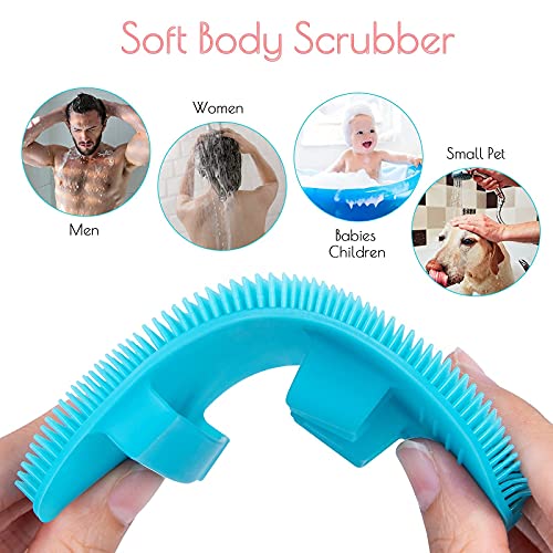 1 Paket Saf Silikon Gıda sınıfı Vücut Fırçası Duş Temizleme Scrubber Nazik Peeling Eldiven Yumuşak Kıllar (Mavi)
