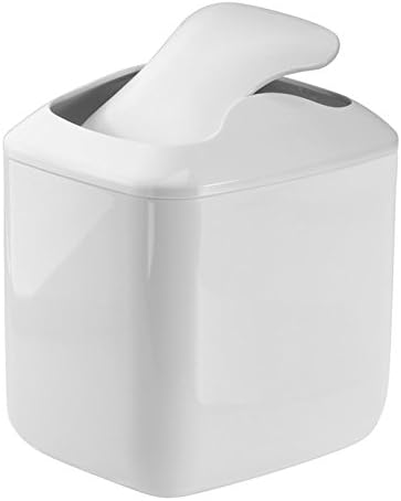 ıDesign Una BPA İçermeyen Plastik Tezgah Üstü Çöp Sepeti, Döner Kapaklı-6 x 5 x 7, Beyaz