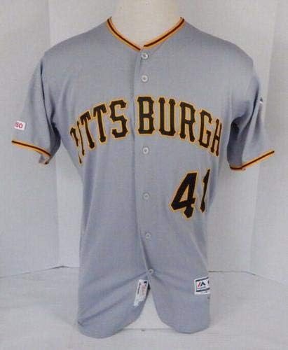 2019 Pittsburgh Pirates Rick Eckstein 41 Oyun Kullanılan Gri Jersey 150 Yama 33514 - Oyun Kullanılan MLB Formaları