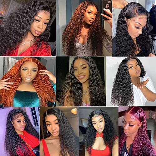 28 İnç Derin kıvırcık dantel ön peruk insan saç, 13x4 derin dalga peruk siyah kadınlar için insan saç Ön koparıp Brezilyalı bakire