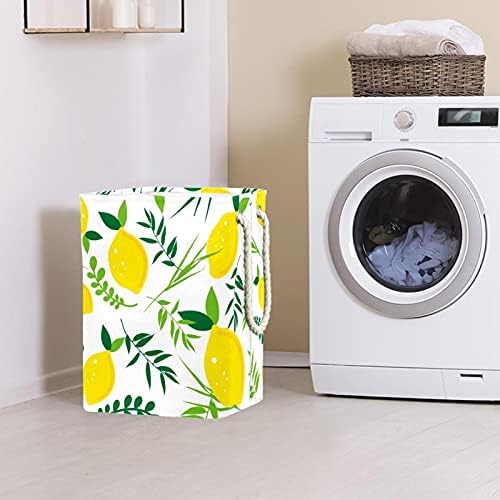 Su geçirmez çamaşır sepeti Büyük Katlanabilir çamaşır sepeti Kolu İle 4 Ayrılabilir Çubuk, sarı Meyve Limon Yatak Odası Depolama