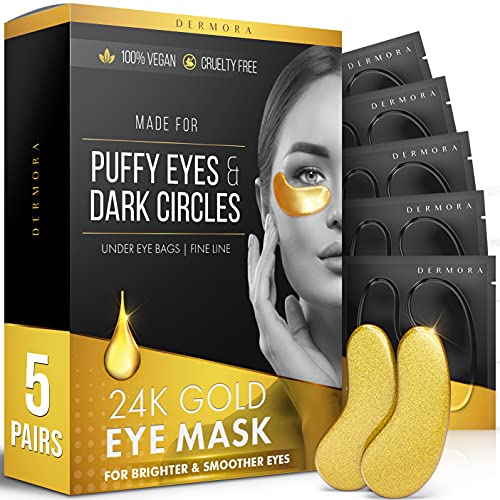 24 K Vegan Altın Göz Maskesi-Kabarık Gözler ve Koyu Halkalar Tedavileri-Daha Az Yorgun Görünün ve Kırışıklıkları ve İnce Çizgileri