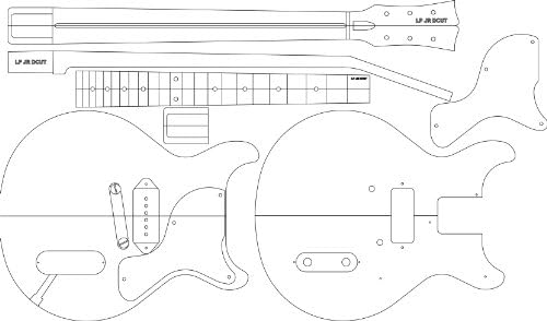 Elektro Gitar Yönlendirme Şablonu-LP JR DC 24.625 Ölçek
