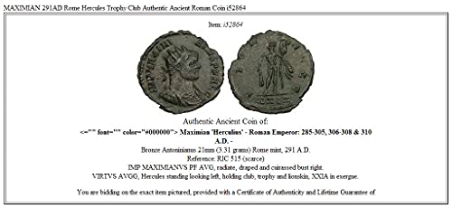 1 IT MAXİMİAN 291AD Rome Hercules Trophy Club Authenti Denomination_in_description İyi