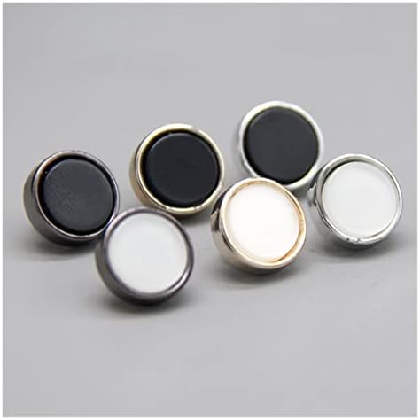PİNGPUNG Düğmeleri 20 adet Düz Beyaz Siyah Plastik Sap Dikiş Düğmeleri Elbise Kadın Gelinlik Gömlek Dekorasyon (Renk: NO.3 Beyaz-Altın,