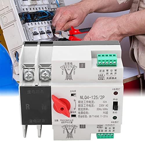 Wısoqu Otomatik Transfer Anahtarı, Dın Raya Monte 2P Güç Kesintisiz Dağıtım Kontrolü 230V Güç Dağıtım Kontrol Ekipmanları (32A)