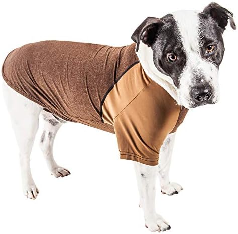 Pet Life ® Active 'Hybreed' 4 Yönlü Streç İki Tonlu Performans Köpek Tişörtü, Büyük, Kahverengi