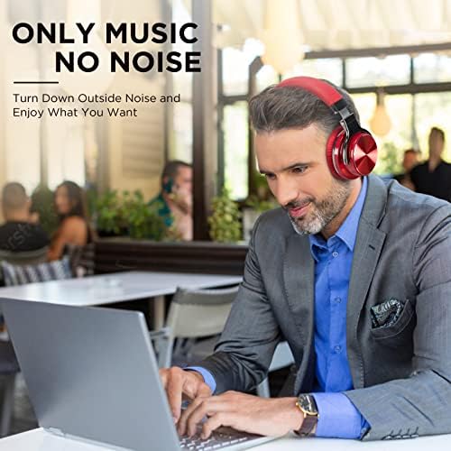 Earpsy E7 Pro Aktif Gürültü Önleyici Kulaklık Dahili Mikrofonlu Bluetooth Kulaklıklar Kablosuz Kulaklık ve Hafif-Kırmızı