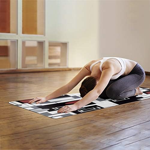 ZOE MAĞAZA Yoga Mat, Kaymaz Çevre Dostu Egzersiz Mat Siyah Beyaz Dikdörtgen-Yüksek Yoğunluklu Pilates Mat için Taşıma Kayışı