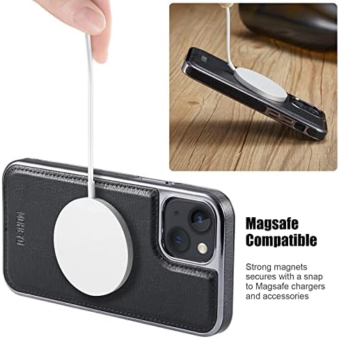 MOHEYO MagSafe Şarj ile Uyumlu iPhone 13 Kılıf için Tasarlanmış Manyetik Çıkarılabilir Cüzdan Kart Tutucu İnce İnce Deri Kapak