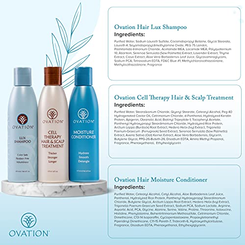 Ovation Hair Legacy Hücre Terapisi 6 oz Sistemi-Lux Şampuan, Hücre Terapisi Saç ve Saç Derisi Tedavisi, Nem Kremi-Doğal Saçları