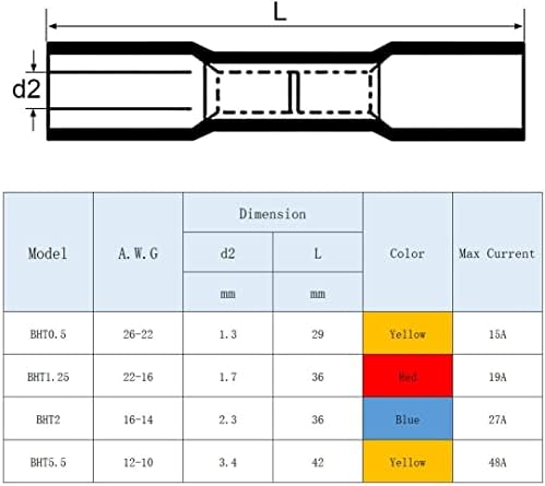 KFıdFran ısı Shrink Tel konnektörler Tel sıkma konnektörleri Kitleri Mavi 16-14 AWG için 30 Adet (Schrumpfkabel - Steckverbinder