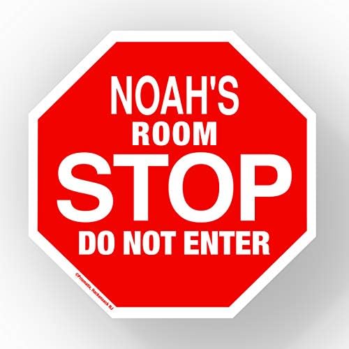 Nuh Dur Onun Benim Odası Işareti-Resmi Görünümlü 5 1/2 x 5 1/2 Kişiselleştirilmiş Adı Işareti - Duvar Asılı için Çocuk Odası