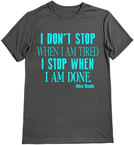 Kuru Spor Gömlek-Erkek Koşucunun Kısa Kollu üst Kısmı-Koşu Tırnakları-Yorgun Olduğumda Durmam. İşim Bittiğinde Dururum.