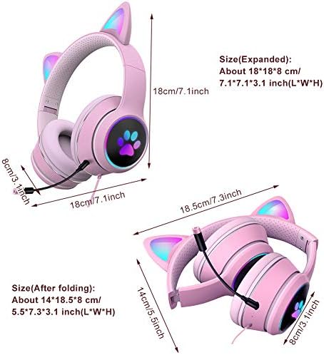 Oyun kulaklığı Kedi kulak kulaklık ile RGB led ışık Mikrofon Stereo Ses Parlayan Aşırı Kulak oyun kulaklıkları Çocuklar ve yetişkinler