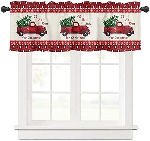 Noel Valances Perdeler, kamyon Noel Tasarım Pencere Perdeleri Dekor Çubuk Cep Valances için Mutfak Oturma Odası, 1 Panel