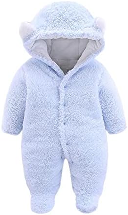 DOAEGNG Yenidoğan Bebek Uzun Kollu Pazen Kapüşonlu Tulum Romper Giysileri Yumuşak Kalın Polar Elbise Tek Parça Footies