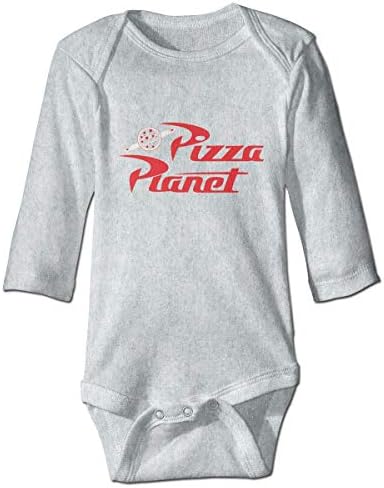 Pengshiliu Pizza Planet Yürümeye Başlayan Tırmanma Bodysuit Bebek Uzun Kollu Onesie-Gri