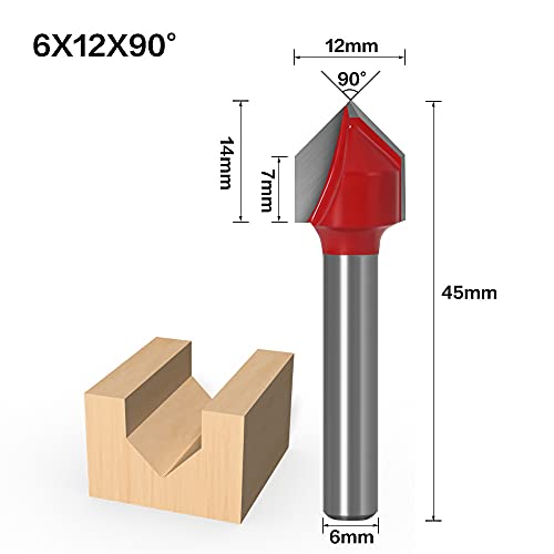 6mm Shank 60° 90° 120°150° V Oluk Yönlendirici Bit, 3D V Şekli Freze Ahşap Kesici Bıçak CNC Gravür Yönlendirici Bit