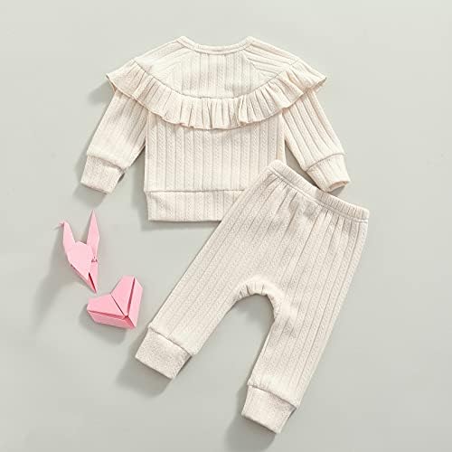 Bebek Yürüyor Bebek Kız Giysileri Sonbahar Kış Kıyafetler Fırfır Uzun Kollu Gömlek ve Pantolon 2 Adet Set