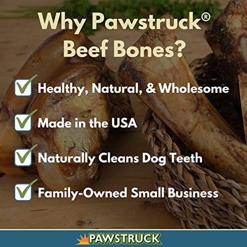 Pawstruck Meaty Dog Bones-Bulk Beef Dog Dental Treats & Chews, Made in USA, Amerikan Yapımı, Shin Femur Eti Kemiği
