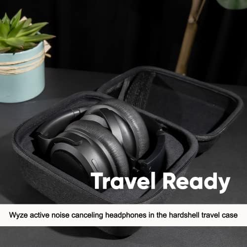 Wyze Gürültü Önleyici Kulaklıklar ve Seyahat için Sert Kılıf, Aktif Gürültü Önleyici Kablosuz Kulak Üstü Bluetooth Kulaklıklar,