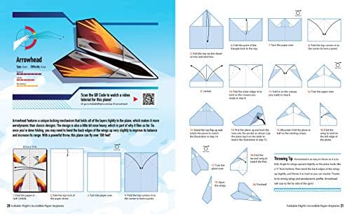 Katlanabilir Uçuşun İnanılmaz Kağıt Uçaklar Kitabı + Bonus Şablonları-Adım Adım Talimatlar, Video Eğitimleri ve Resimli Katlanır