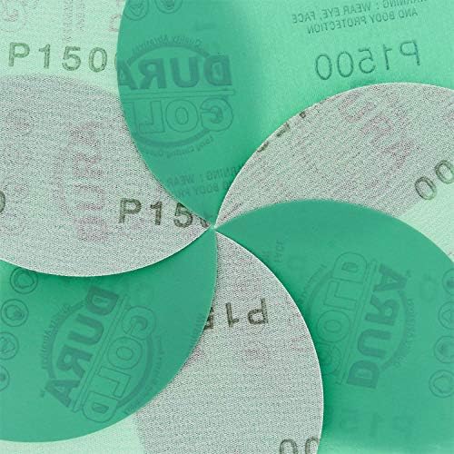Dura-Gold Premium 5 Yeşil Film Zımpara Diskleri-1500 Grit (50 Kutu) - DA Zımparalar için Kanca ve Halka Destekli Zımpara Diskleri,