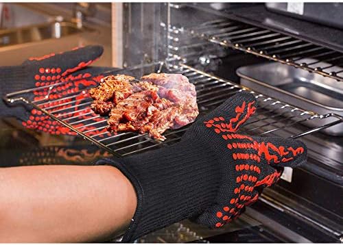 UlikeLF Koruyucu Izgara Eldiveni barbekü eldivenleri ısıya dayanıklı pişirme eldivenleri Kaymaz Silikon mutfak ızgara eldiven