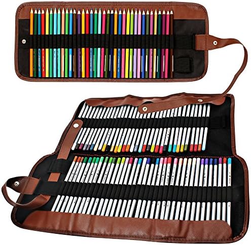 2 Paket Renkli Kalemler Rulo, SENHAİ 48 Yuvası + 72 Yuvası Tuval Kalem Organizatör Çantası / Wrap Rollable Kılıfı için Okul,