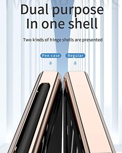 Galaxy Z Fold 3 Kılıf, çıkarılabilir Menteşe S Kalem Tutucu Kickstand ile Lüks Deri Kapak, Samsung Galaxy Z Fold 3 için Tam Koruma