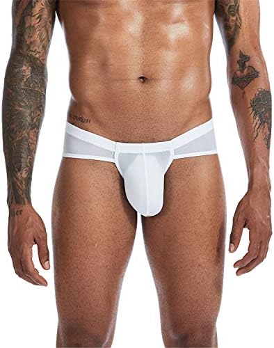 Andongnywell 3 Paket erkek Saf Renk Seksi Iç Çamaşırı Ultra Yumuşak Rahat Şeffaf Külot Knickers Külot Pantolon (Beyaz, Küçük)